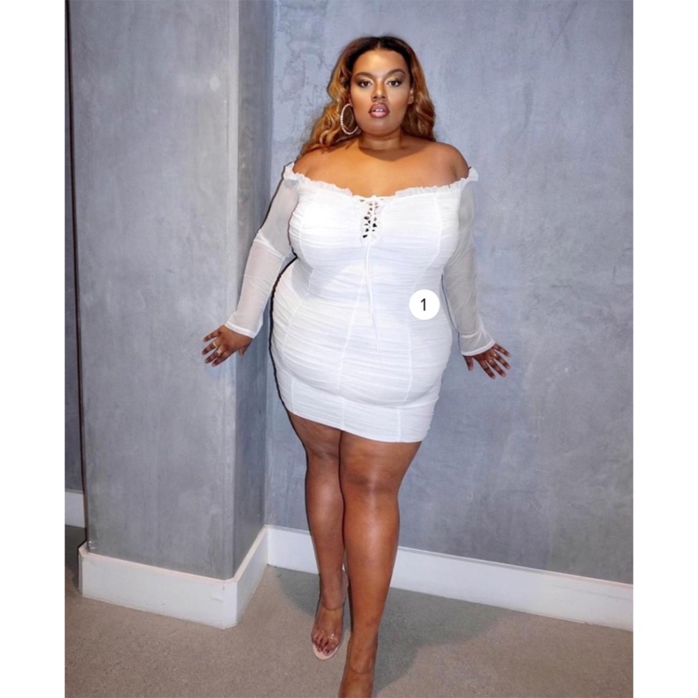 White Off shoulder long sleeve dress